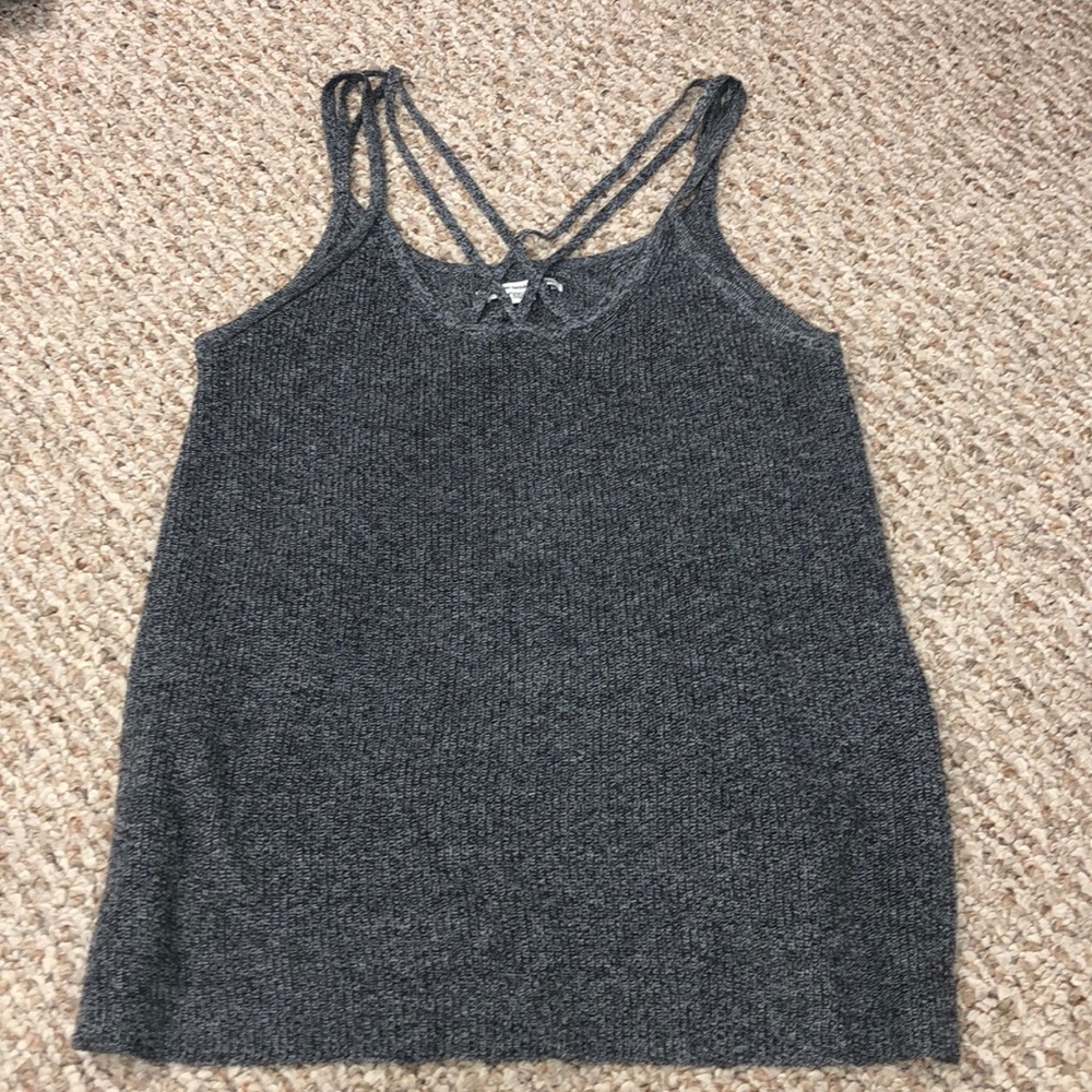 American Eagle Grey Chest Cross sweater tank